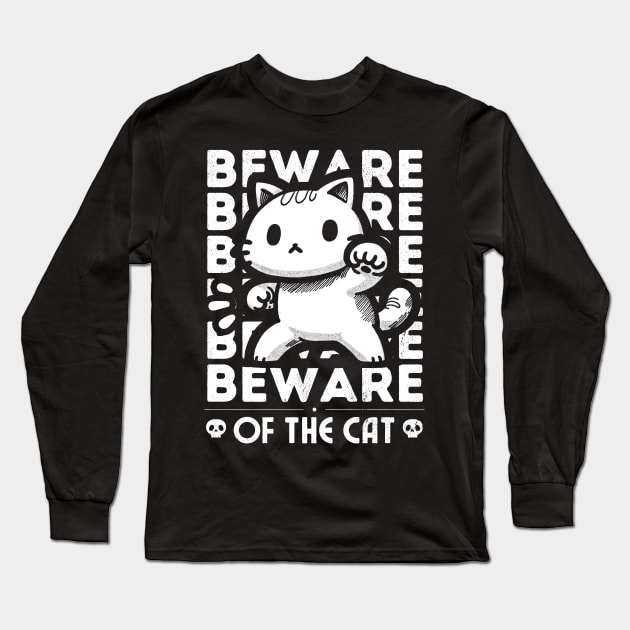 Beware of the Cat Long Sleeve T-Shirt by Monochromania